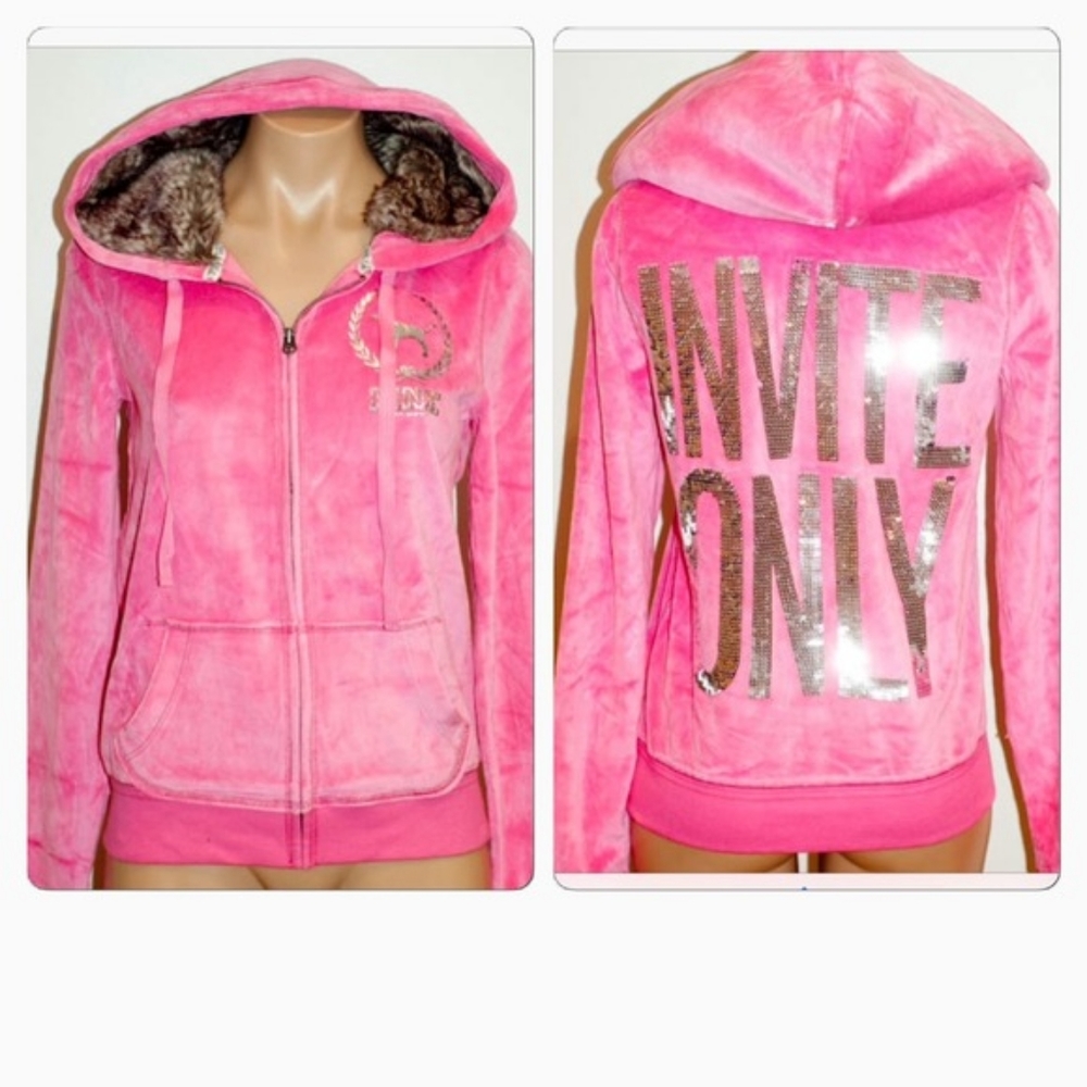 Pink velvet bling zip up by Victoria's Secret size large